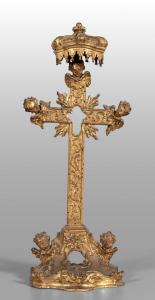 Croce portareliquie in legno finemente intagliato, Roma I metà secolo XVIII